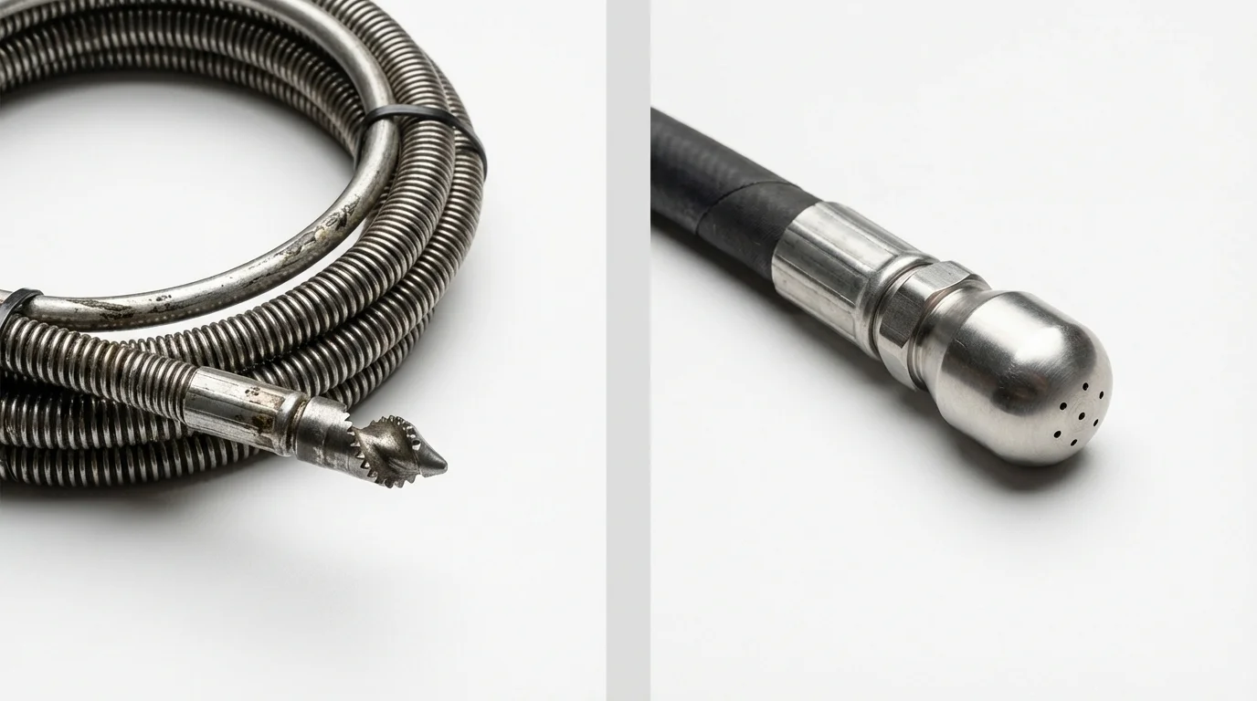 Drain snake cable and hydro jetting nozzle used for drain cleaning in Havana, FL