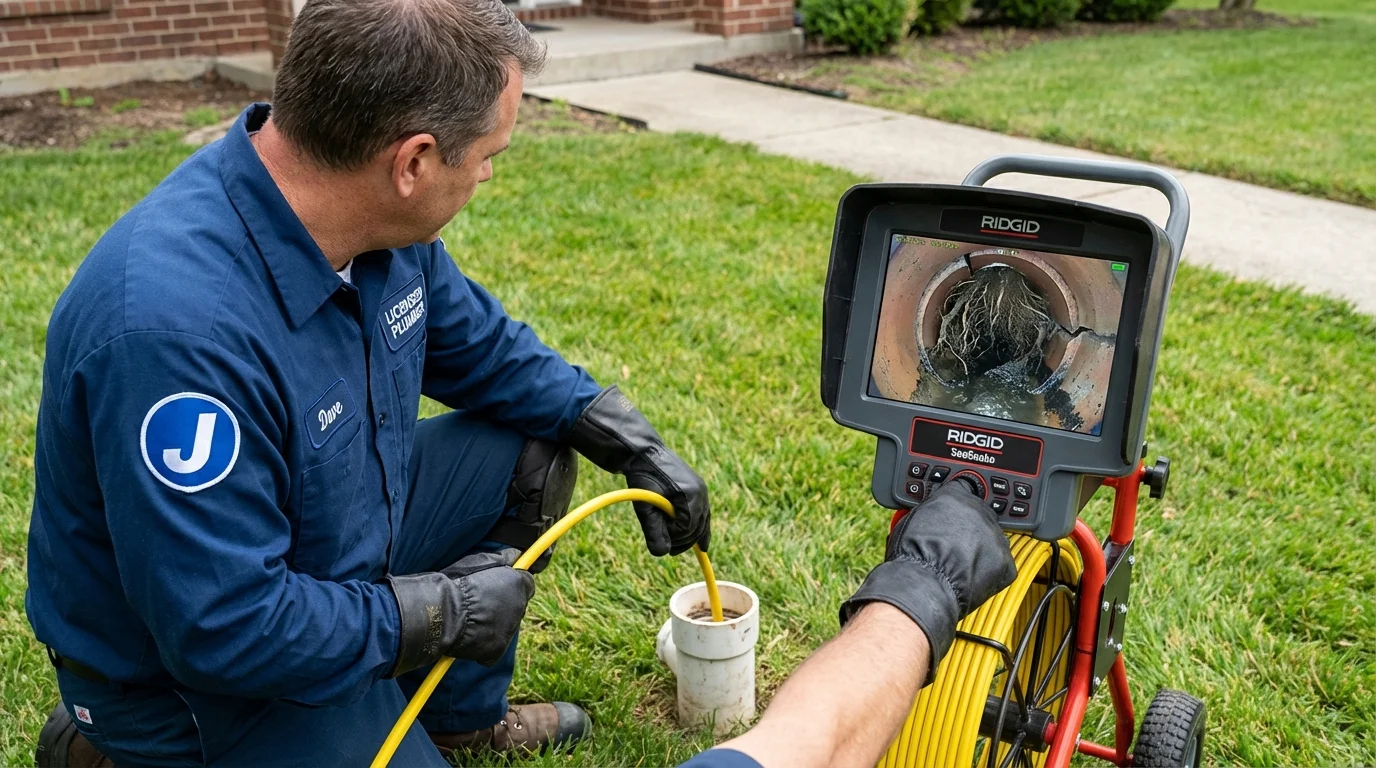 Sewer camera inspection being performed by Johns Plumbing LLC in Havana