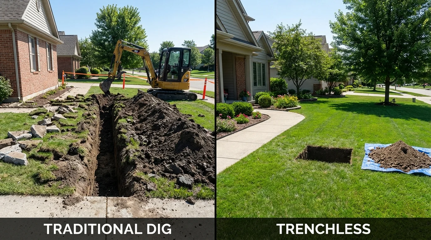 Trenchless sewer repair with minimal yard damage versus traditional excavation in Havana, FL